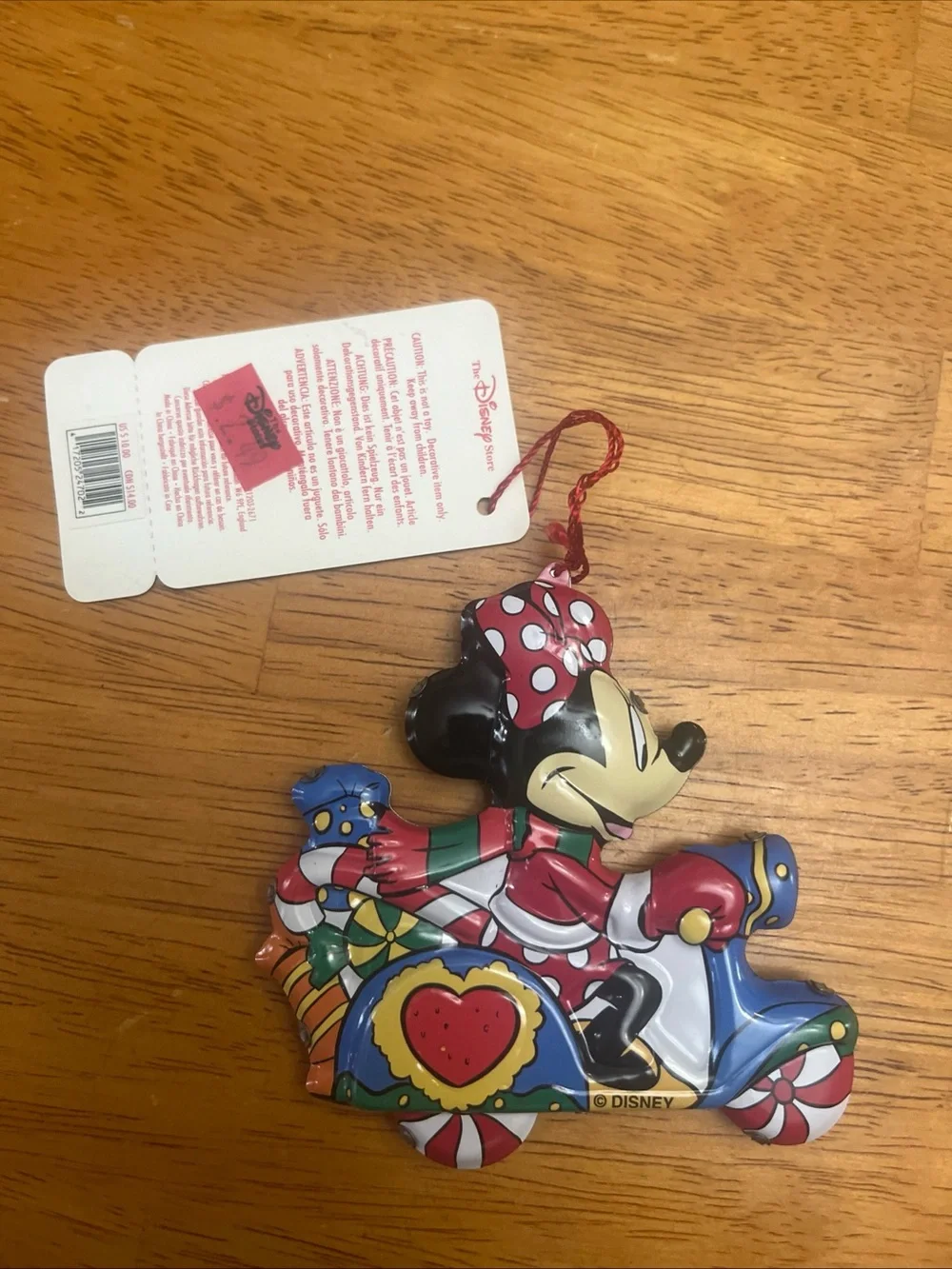 Disney Minnie Mouse Multicolor Scooter Ornament with Red Bow